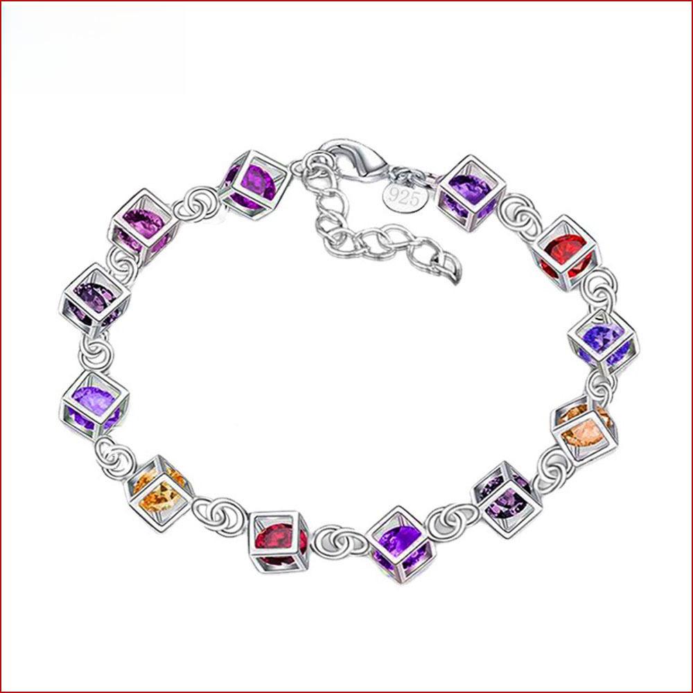 

Silver-Plated Colored Diamond Bracelet - Fashionable European and American Design