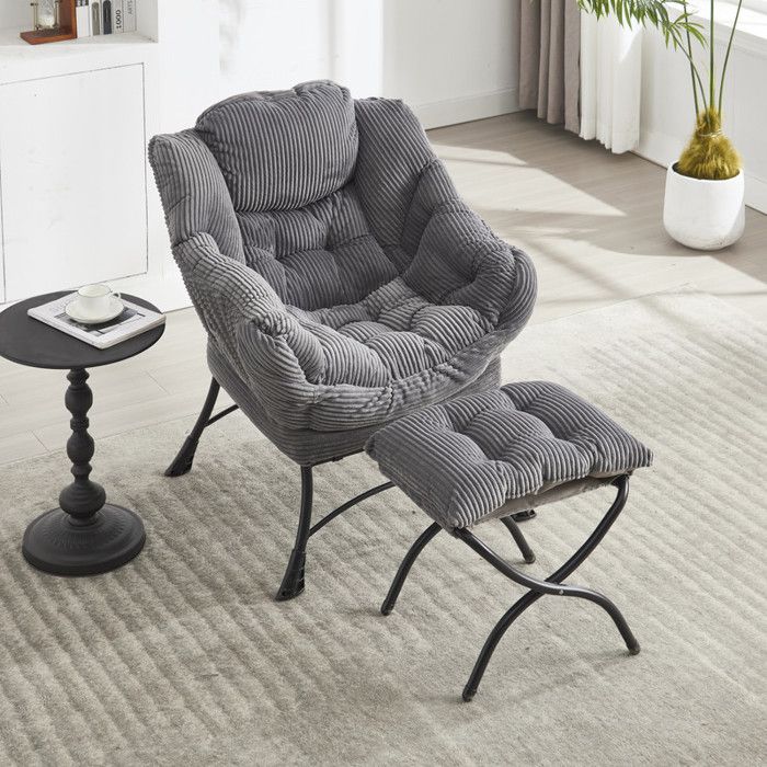 Fauteuil inclinable avec repose-pieds, accoudoirs et poches latérales Fauteuil de lecture avec repose-pieds Fauteuil d'angle gris