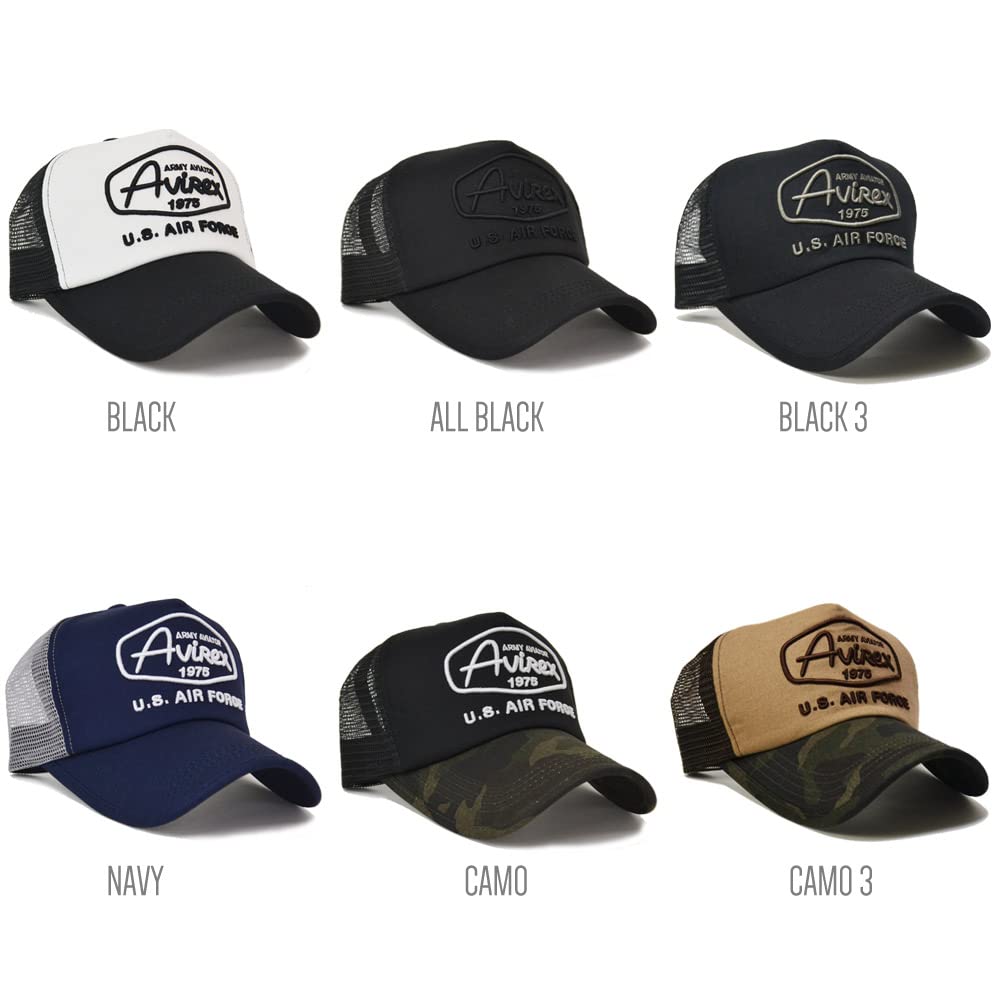 [Avirex] AIR FORCE Embroidered Mesh Cap 14590200 (All Black)