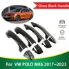 For Volkswagen VW POLO MK6 AW 2017~ Gloss Black Smart Door Handle Cover Protective Style Stickers Trim Car Accessories Parts