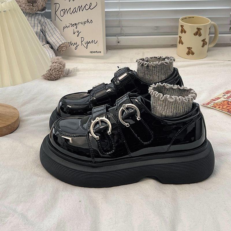 British-style Leather Shoes for Women, 2025 Autumn New Style Patent Leather Thick-soled Loafers, Versatile Retro Jk Single Shoes