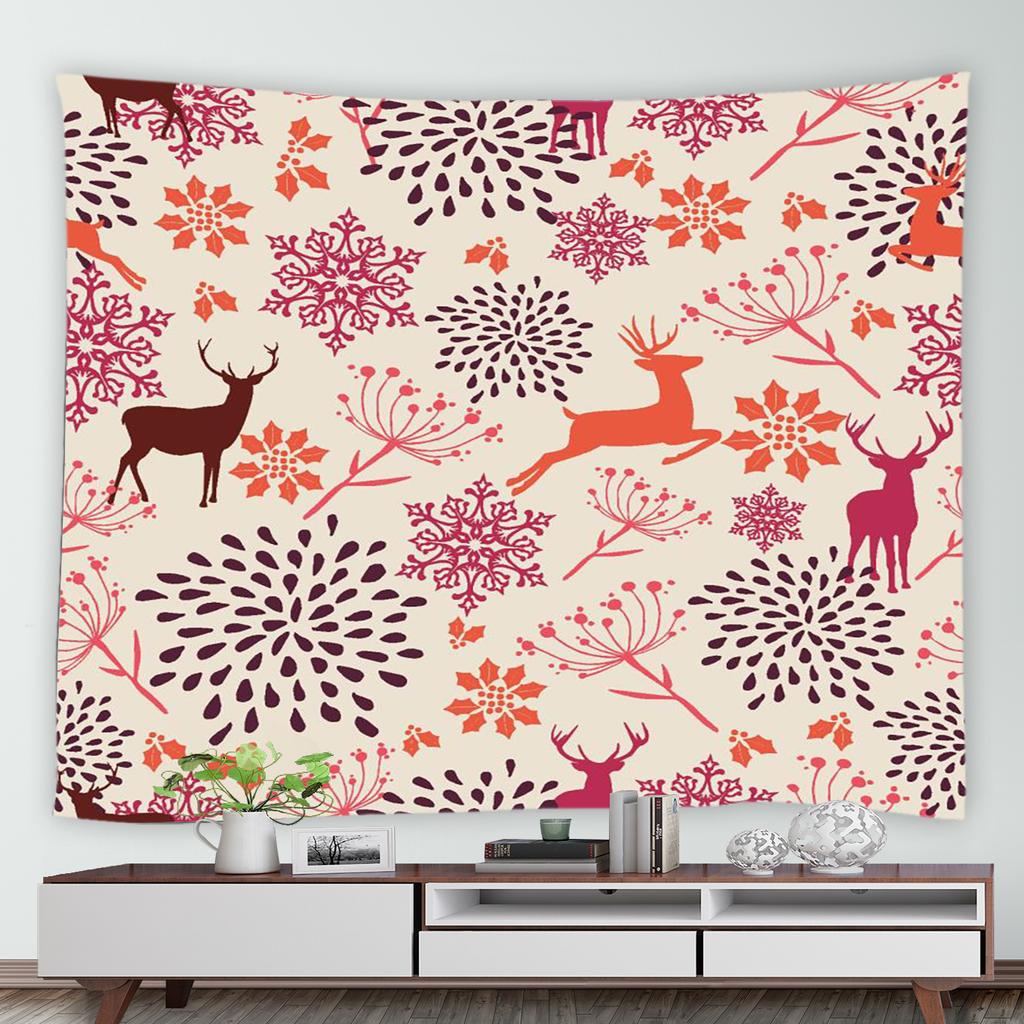 Cartoon Santa Claus Reindeer Snowman Pattern Tapestry Home Living Room Bedroom Wall Cloth Decoration Background Cloth Tapestry