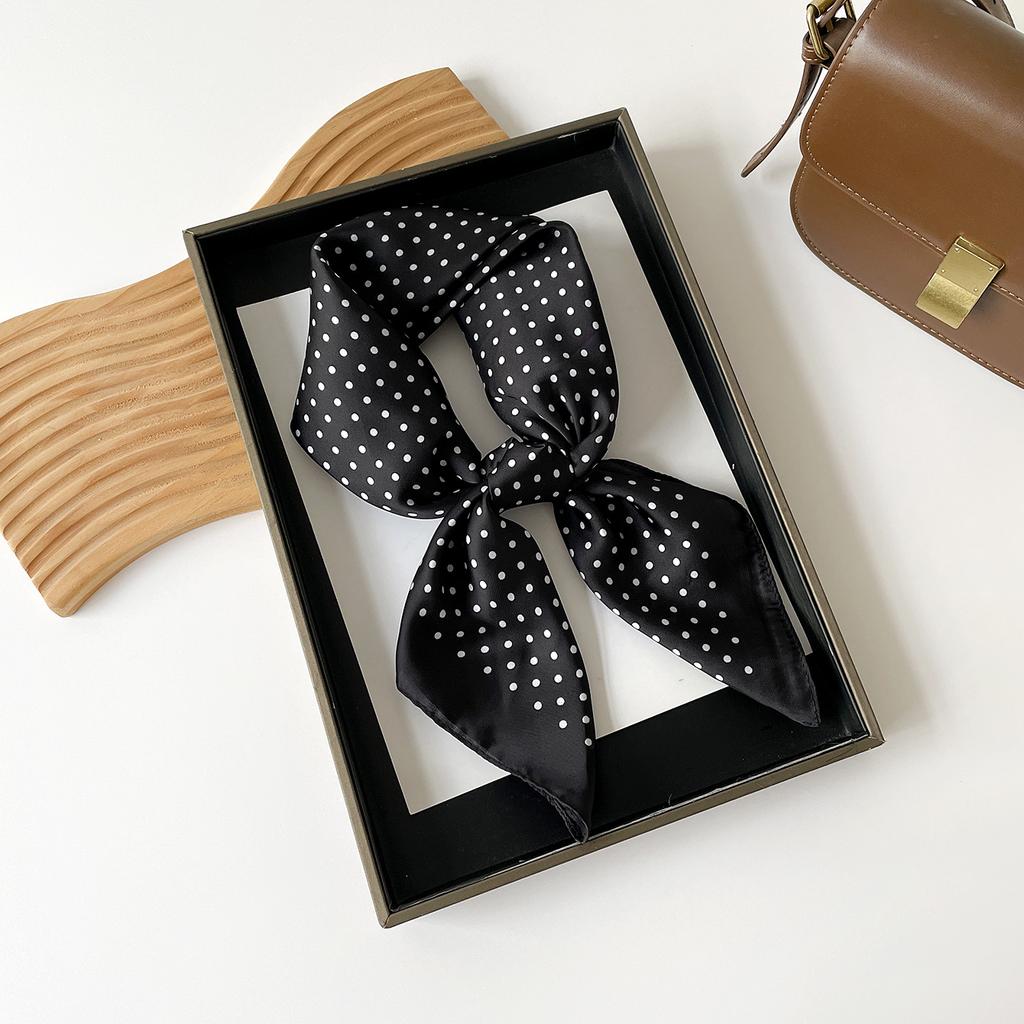 French Polka Dot Square Scarf, Head Scarf 70 Imitation Silk Scarf, Women'S Spring And Autumn Summer With Shirt Neck Protection