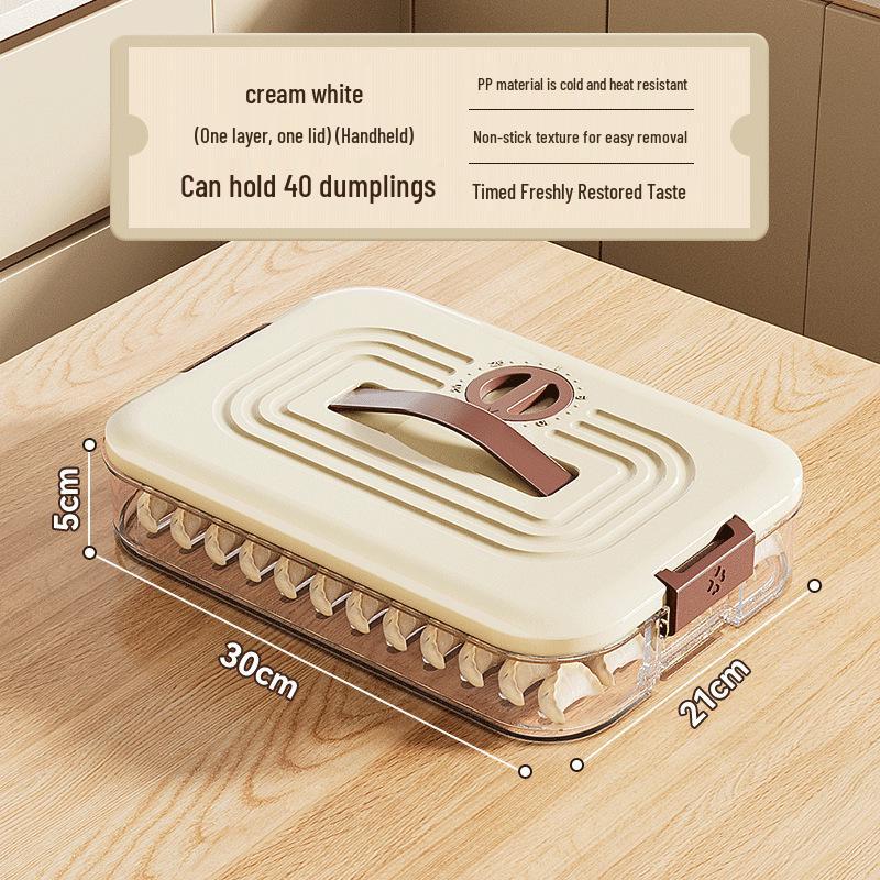 Dumpling Storage Box: Food-Grade, Sealed Container for Frozen Dumplings & Wontons - Perfect for Quick-Freezing in Kitchen Refrigerator Brown - Food Grade Material [Extra Large & Thick]