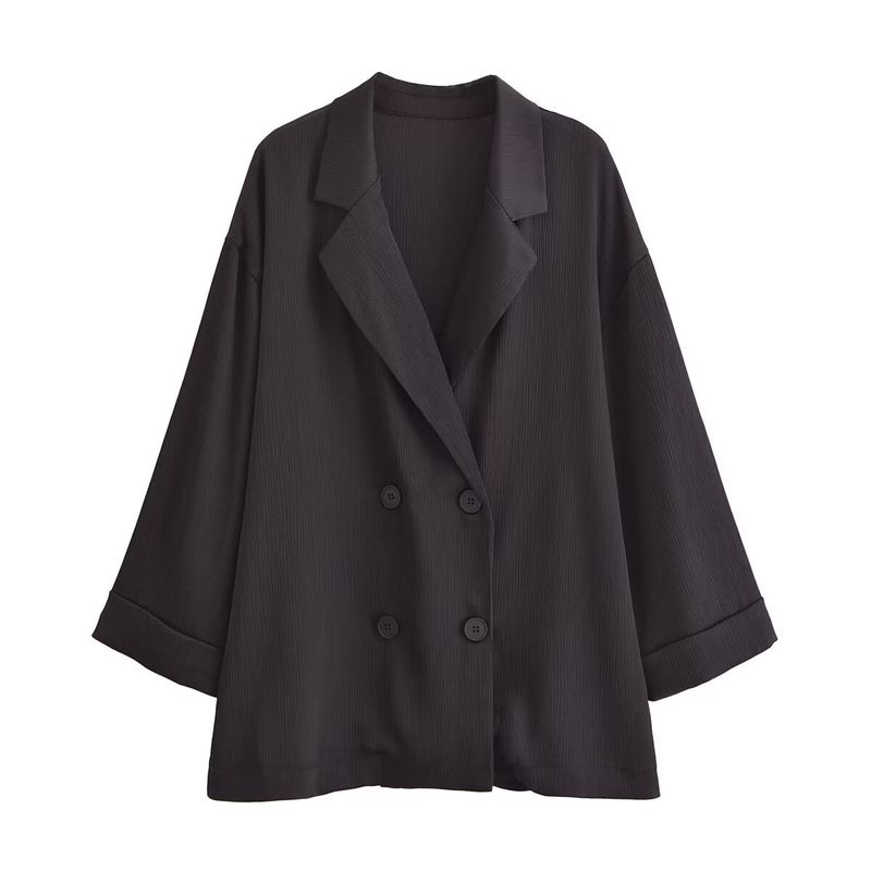 Za Autumn New Women clothes 2025 Western Style French style Fashion Wrinkled Double Breasted Blazers Trousers Set