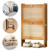 Free Standing Shoe Rack with 2 Flip Drawers Entrance Shoe Storage Cabinet Wear Resist Adjustable Shelves Rack for Indoor Outdoor