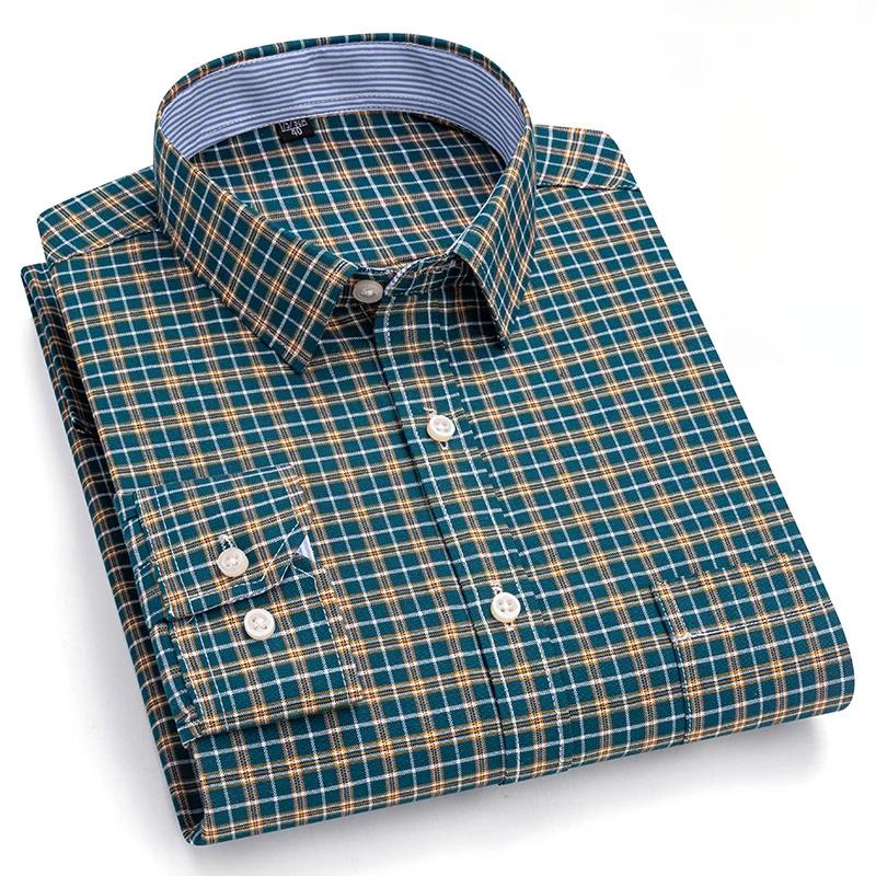 New In Shirt Plus Size 7XL Long-sleeve Shirts for Men 100%cotton Oxford Slim Fit Formal Plain Shirt Fashion Korean Plaid Clothes