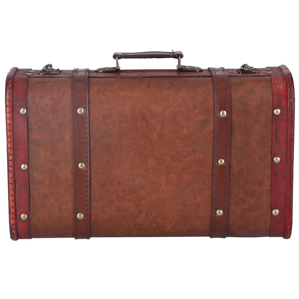 Antique Suitcase Portable Wooden Storage Chest Collection Ornaments Photography Props