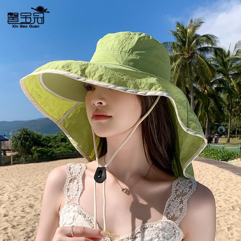 Summer Outdoor Sun Hat Children Large Brim Shawl Neck Protector Quick Drying Waterproof Bucket Hat Mountaineering Fishing Sun Protection Hat