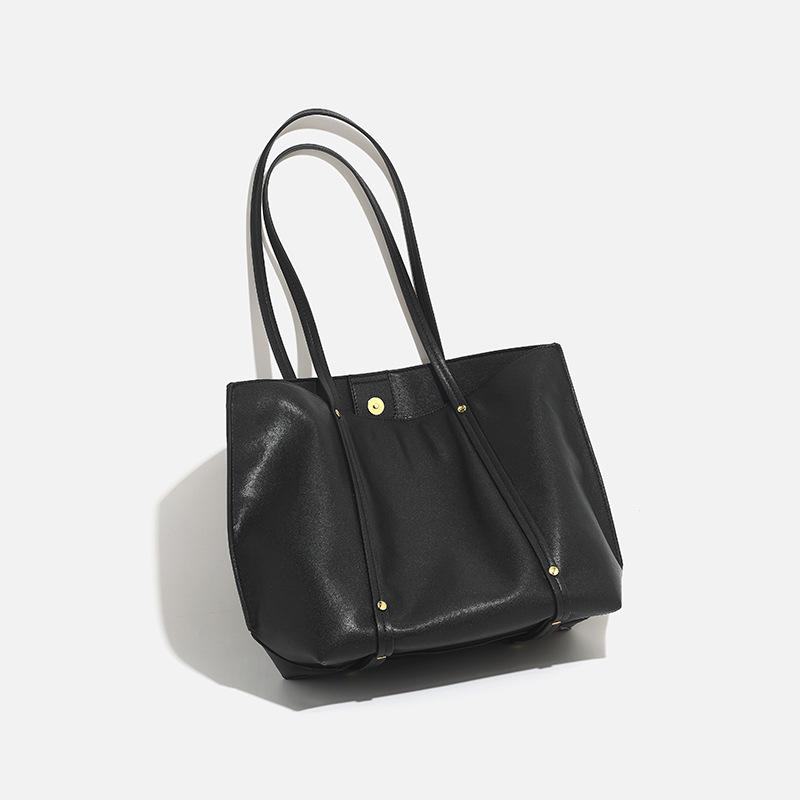 2024 New Casual Fashion Simple Textured Cross-Border Women's Shoulder Bag Trendy Textured Large Capacity Handheld Tote Bag