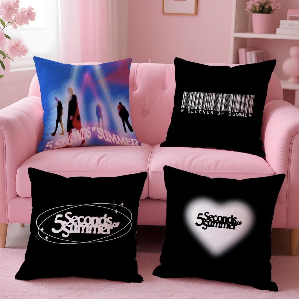 Rock 5 Seconds Of Summer Band Cushion Cover Plush Fabric Soft Double-Sided Printed Sofa Pillow Case Colorfast Home Decor Gift
