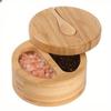 Eco-friendly Kitchen Products Bamboo Wood Triple Salt Spices Storage Container Box with Magnetic Swivel Lids