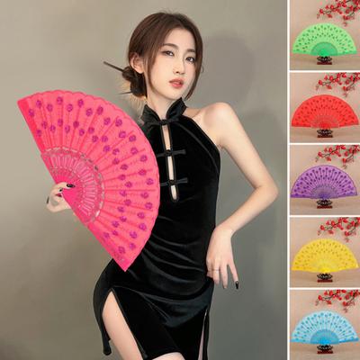 Folding Fan Chinese Style Peacock Dance Fan Portable Traditional Handheld Fan Performance Props for Home