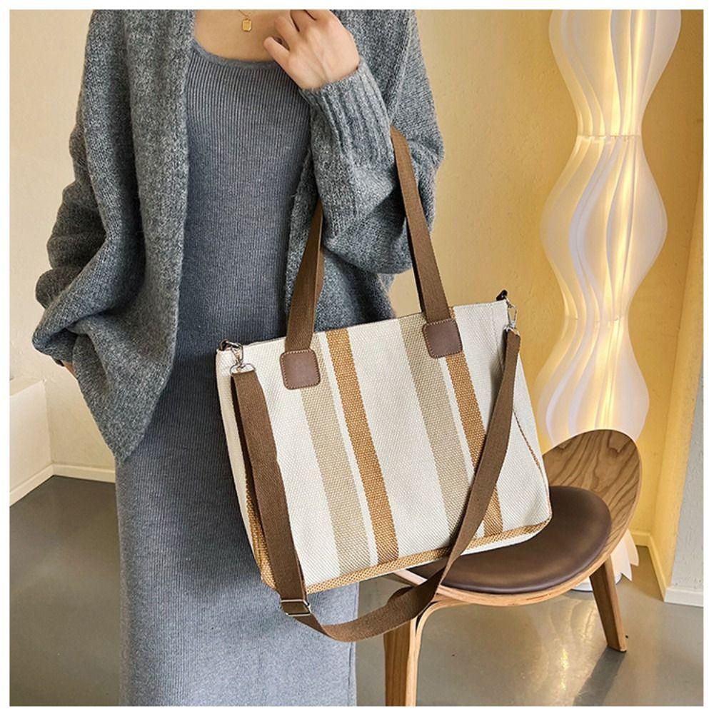 Velkokapacitní Stripe Tote Bag Nákupní taška Crossbody Tašky Nové dámské tašky