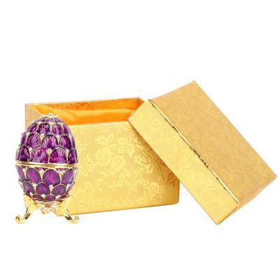 Enameled Easter Egg Vintage Style Jewelry Organizer Trinket Box Decoration Crafts (Purple)