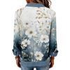 Women's Fashion Flared Long Sleeve Denim Patchwork Sweatshirt  Print Casual Pullover Top