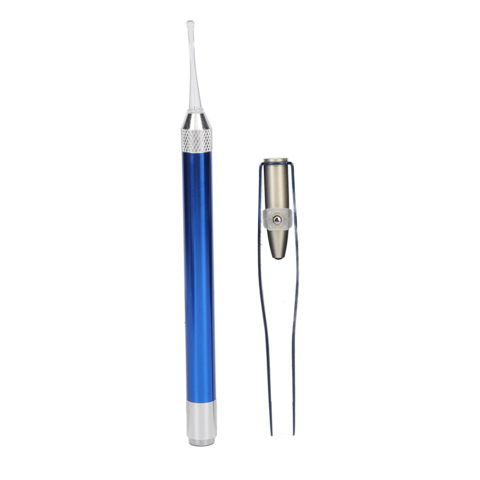 

Пинцет для чистки ушей со светодиодной подсветкой, нержавеющая сталь, набор ложек для удаления ушной серы с коробкой для хранения, синий