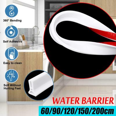 5 Size Bathroom Water Stopper Flood Shower Barrier Rubber Silicon Water Blocker Non-slip Dry White