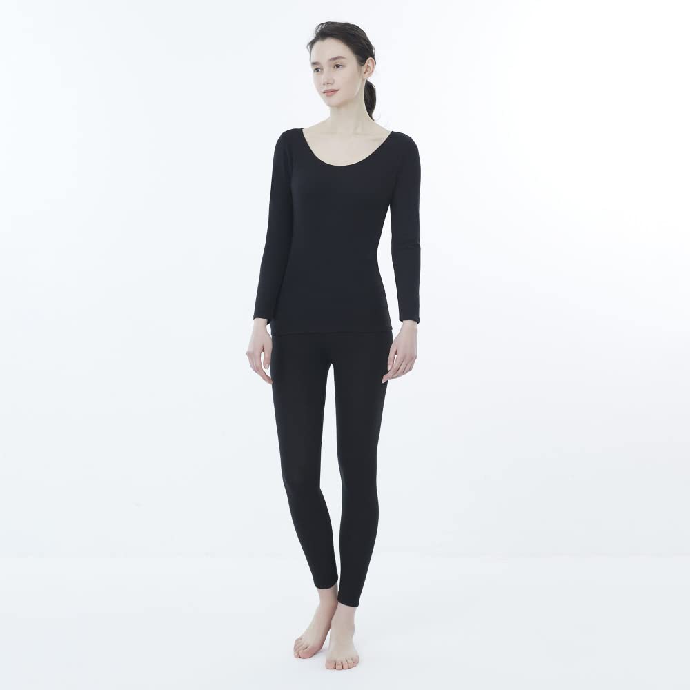Mizuno Breath Thermo Leggings with Belly and Size LL Heat-Generating Underwear, High-Waist Wrap, Moisture-Wicking Heat-Generating, Women's, C2JBA892,