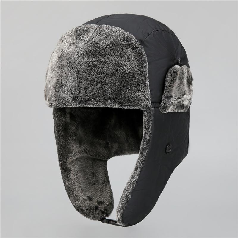 Czapka Lei Feng dla mężczyzn w średnim wieku i starszych, zimowa czapka dla taty do jazdy na rowerze, aby utrzymać ciepło, północno-wschodnia czapka chroniąca przed zimnem z grubym aksamitem, ochrona uszu, bawełniana czapka