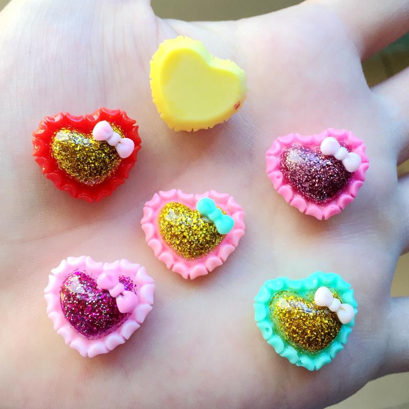 Color 20mm heart-shaped flat back hairpin accessories resin crafts rhinestone  wedding decoration