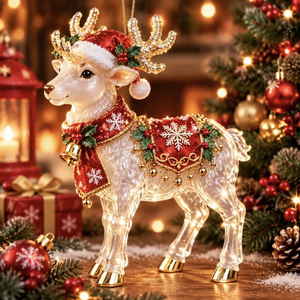 2D Acrylic Christmas Reindeer Hanging Ornament Fashion Ornament for Car Backpack Holiday Decoration For Holiday Home