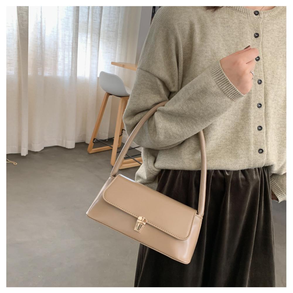 Women Fashion Underarm Bag Solid Color PU Handbag New And High Quality Female Shoulder Bags