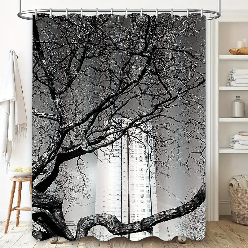 Tuniu Black Tree Branches Forest Wall Hanging Shower Curtain Modern Bathroom Decor Abstract Art Room Decor