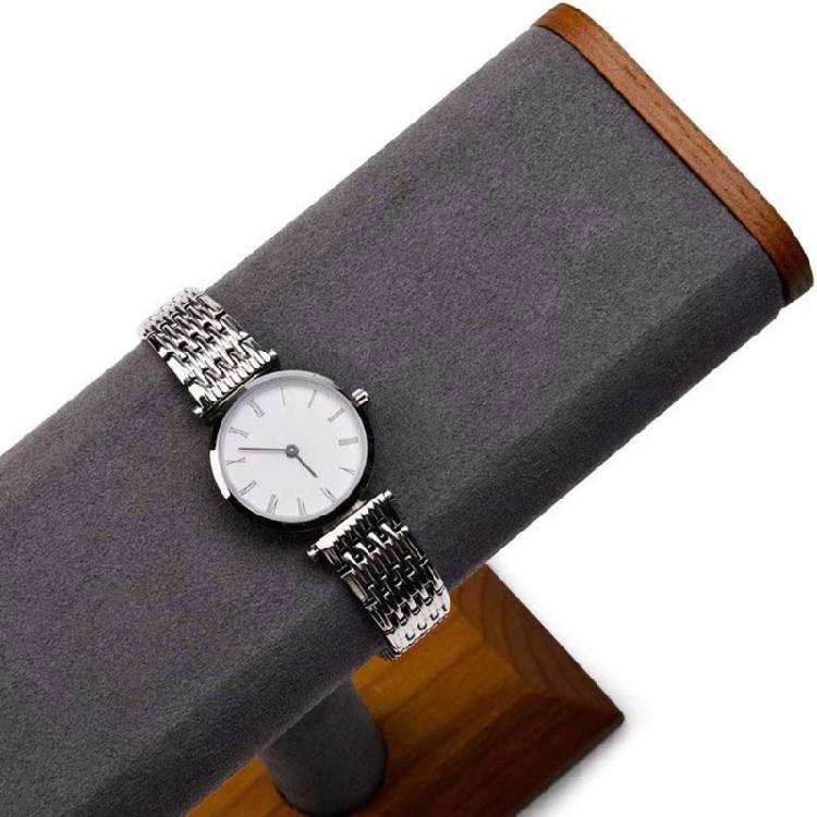 Minimalist Jewelry Display Stand Walnut Wood Structure With Soft Velvets Surfaces Space Saving Showcase Rack