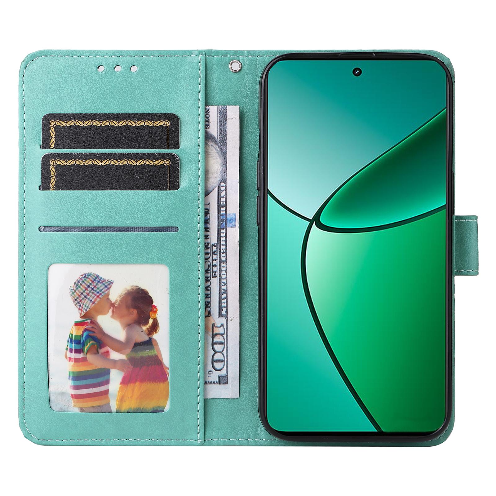 

For Realme 12 4G/12+ 5G Wallet Case Sunflower Imprinted Leather Flip Phone Cover Green