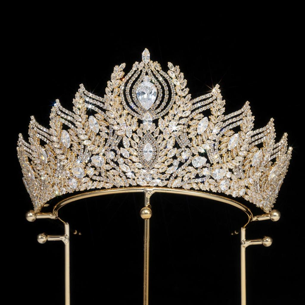 High Quality Baroque Zircon Wedding Jewelry Hair Crown Zirconia Diamond Bridal Women Tiara