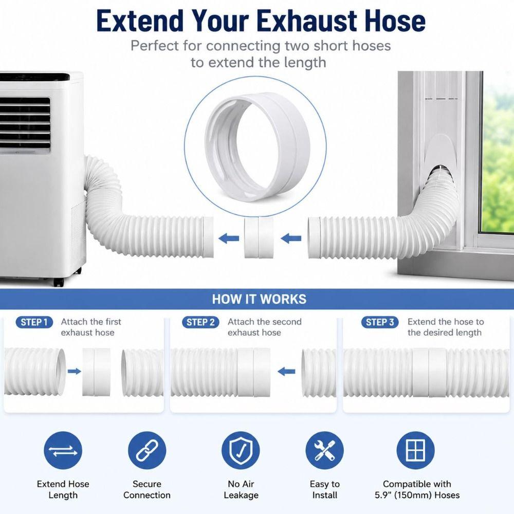 Vent Hose Connector AC Exhaust Hose Coupler ABS Vent Hose Connector  Air Conditioner Accessories