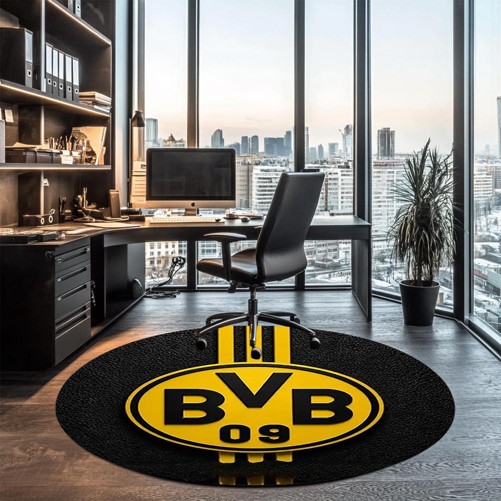 Borussia Dortmund Printed Round Rug Carpet Chair Rug Area Rug Entryway Doormats,for Office Chair Living Room Bedroom Kitchen Room.