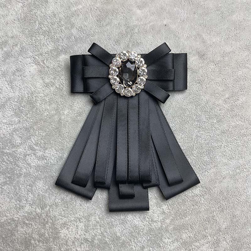 Французская Элегантная Брошь-Бант из Ленты Изысканная Черная Брошь-Корсаж Траурная Брошь Женские Заколки для Воротника Рубашки Аксессуары для Декольте