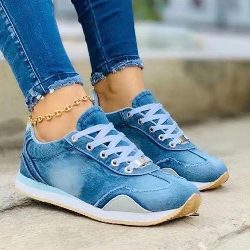 

Новая повседневная обувь. Женские кроссовки больших размеров. Весенне-осенняя женская обувь на плоской подошве с блокировкой цвета. 38 светло-синий