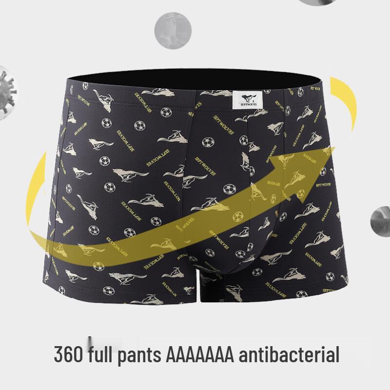 Septwolves Men's 100% Cotton Antibacterial Boxer Briefs