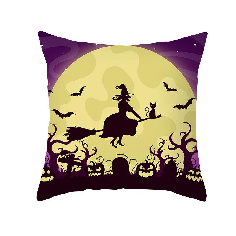 Halloween Pillow Case Cartoon Pumpkin Head Castle Peach Velvet Cushion Home Furnishings