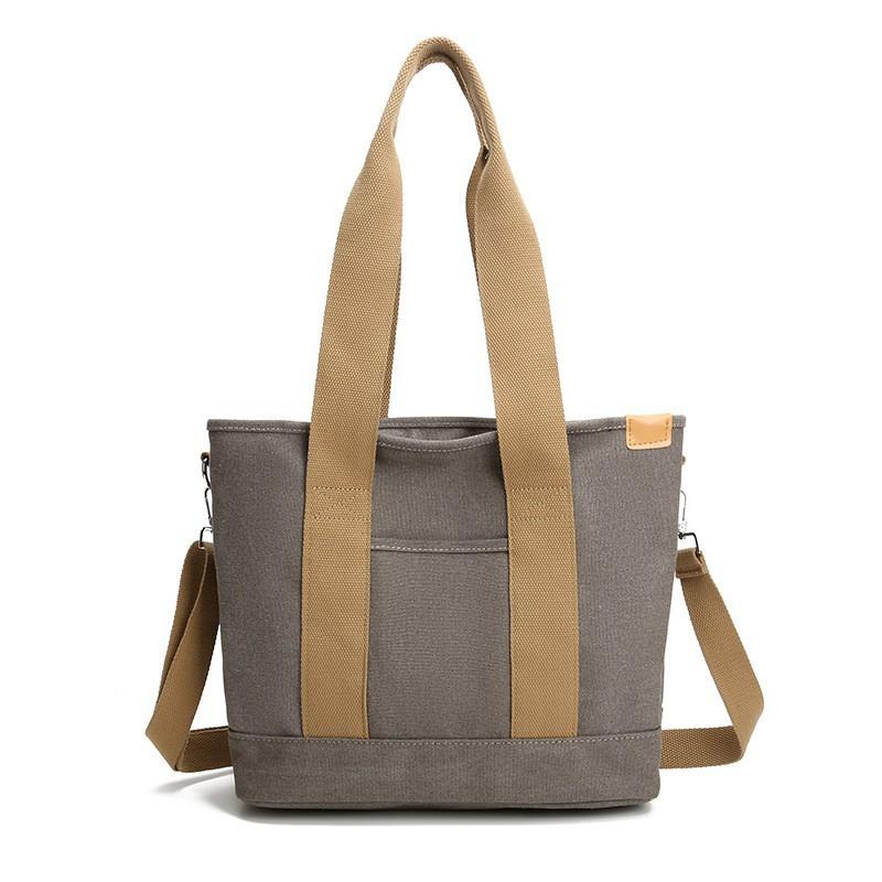 

Простая модная вместительная холщовая сумка женская корейский стиль японский легкий тоут тренд Ins универсальная на плечо серый