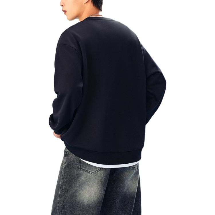 Anta Comfortable Casual Round Neck Pullover Simple Loose Sweatshirt Unisex Sweatshirt Basic-Black 972448712-6