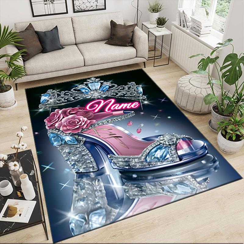 1PC Custom Name Royal Glamour Shoe Theme Floor Mat Ideal for Living Room, Game Rooms, Office, Bedroom,Floor Mat Playful Design