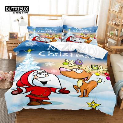 Christmas Bedding Set Christmas Santa Duvet Cover Set 3D Christmas Xmas Bedding Queen Size Fashion Design