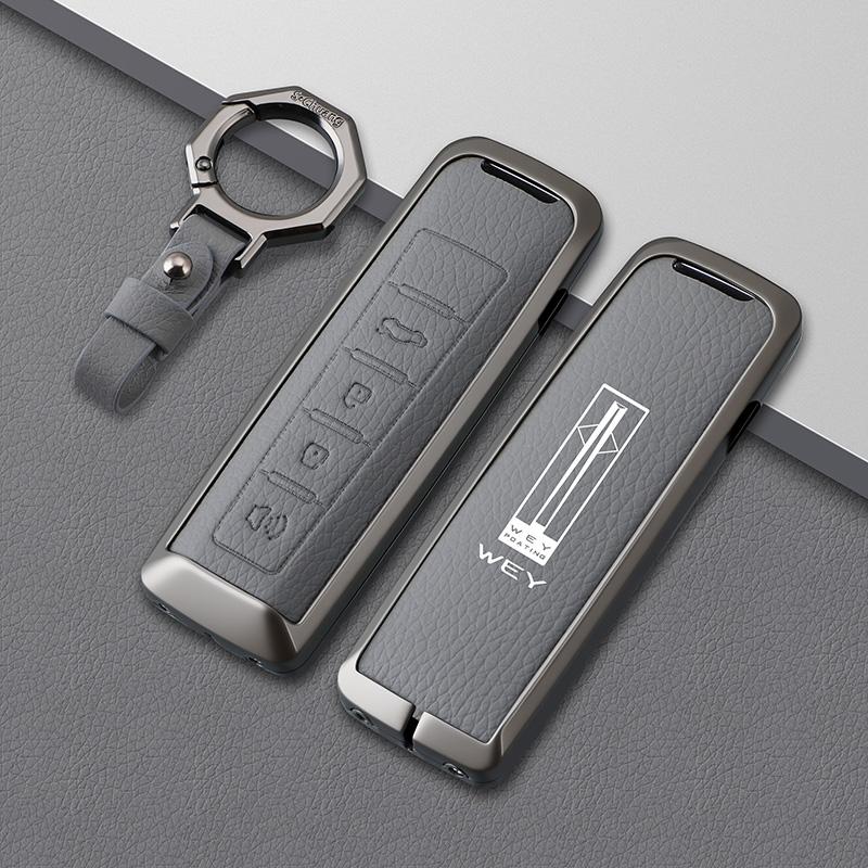 Zinc Alloy Leather Car Key Case Great Wall Wey Coffee01 Coffee02 Wey-X Wey-S Wey-Gt Vv7 Gt Key Holder Car Key Case Accessories