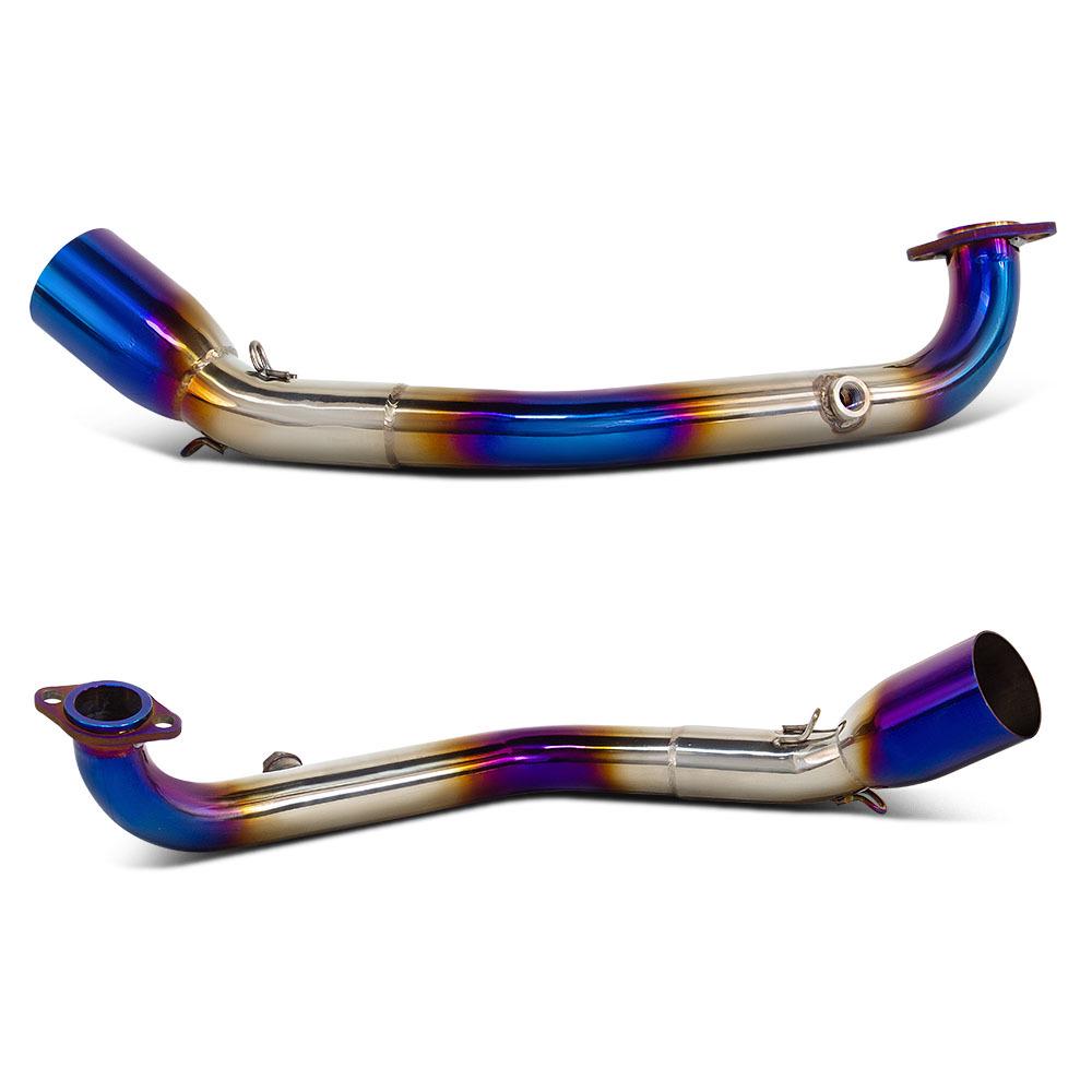 GY6 Stainless Steel Burnt Blue Exhaust Pipe, 51MM Diameter, Thickened Front Section for Motorcycle Modification