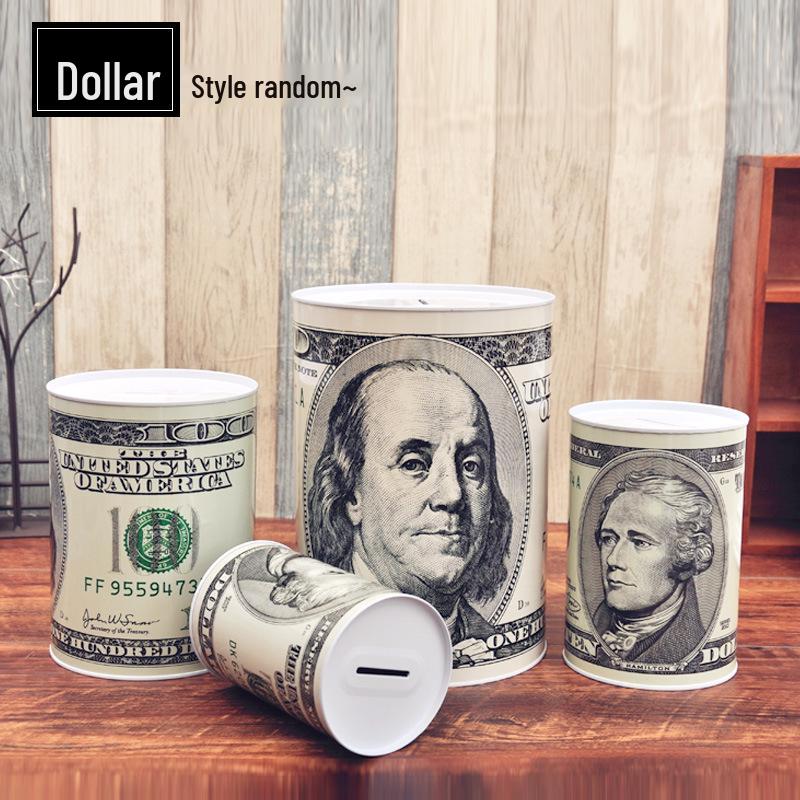 Salvadanaio in latta per monete Dollaro USA ed Euro
