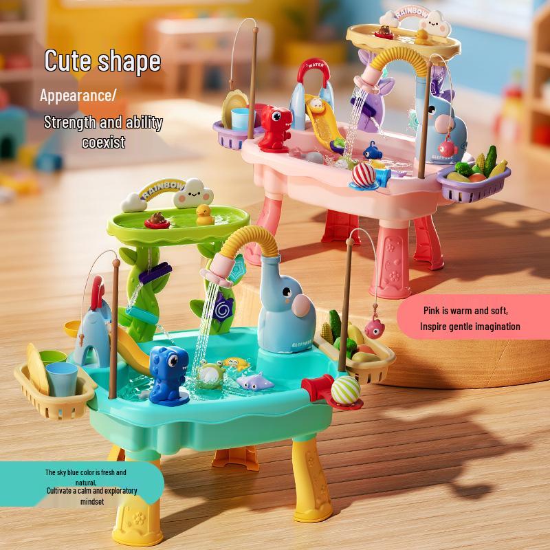 Children's Day Electric Water Play Table: Role-Playing Dishwashing, Fishing, Slide, and Sprinkler Toys
