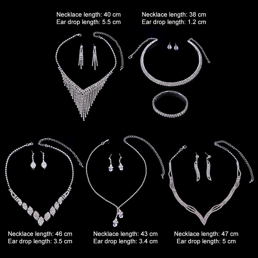 Anniversary Gift Women Necklace Dangle Earrings Water Drop Earrings Bridal Wedding Jewelry Set