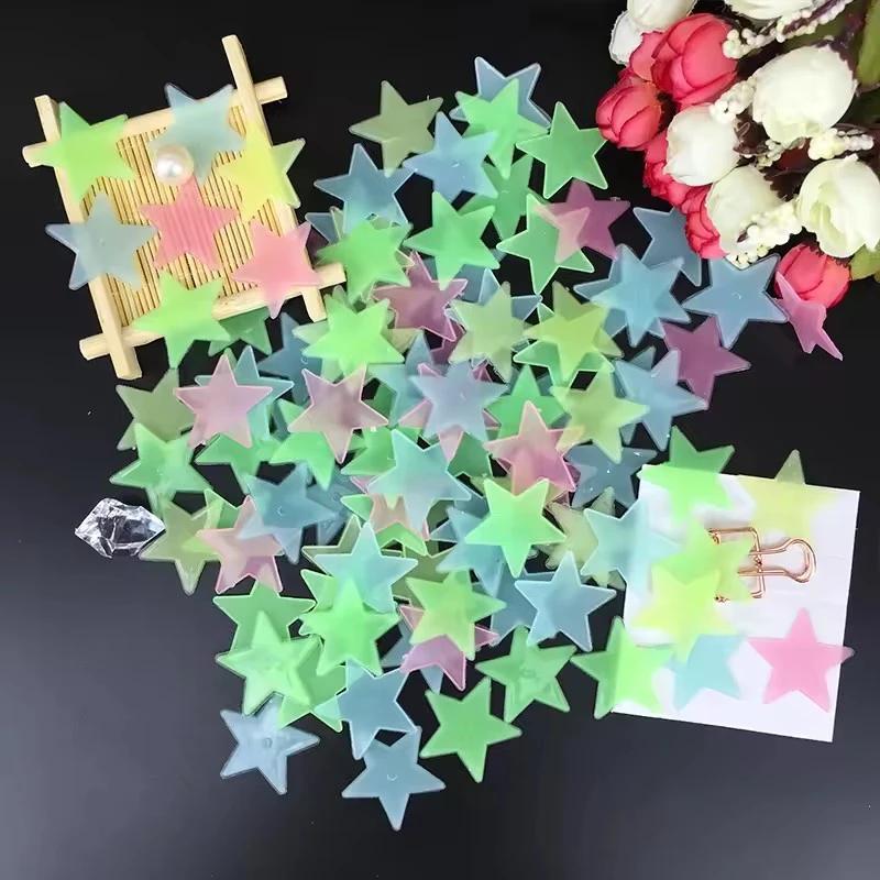 100pcs Fluorescent Glow in the Dark Stars Wall Stickers for Kids Rooms Decoration Livingroom Baby Bedroom Ceiling Home Decor