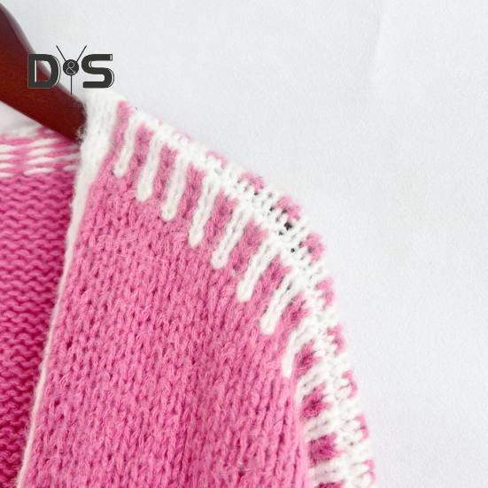 Spring Fall Women Coat Knitted Thick Loose Long Sleeves Cardigan Solid Color Warm Casual Daily Wear Work Outdoor Sweater Jacket