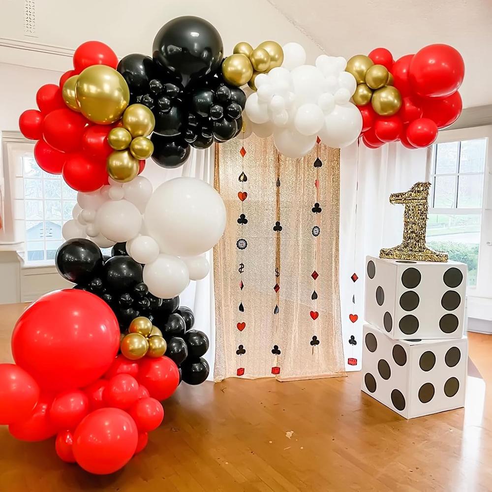 Black Red Balloons Garland White Gold Confetti Balloon Arch Kit New Tear 2026 Graduation Birthday Party Baby Shower Decoration