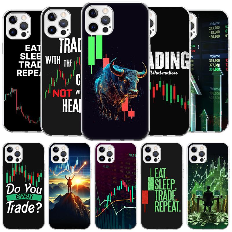 Trade Investment Forex Stock Market Cover Phone Case For iPhone 16 17 Air 15 14 Pro Max 16E Phone Case 13 Mini 12 11 7 SE 8 Prin